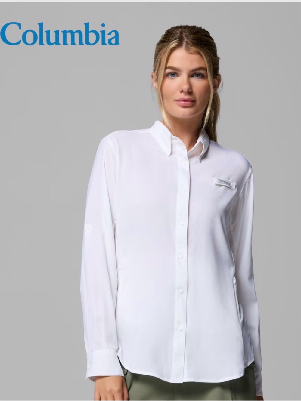 Columbia PFG Tamiami II White Long Sleeve Fishing Womens XS UPF 40 Performance